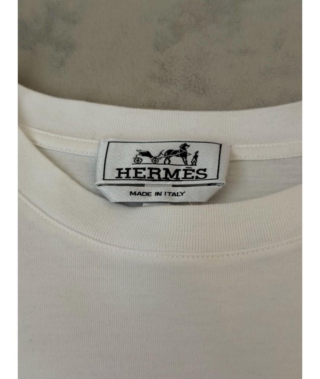 HERMES Белая хлопковая футболка, фото 3