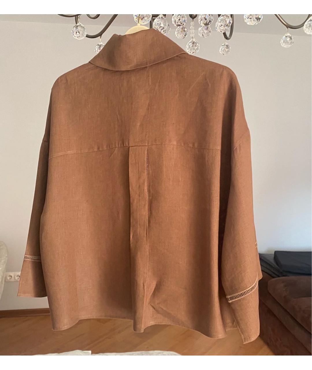 MAX MARA Коричневая льняная блузы, фото 2