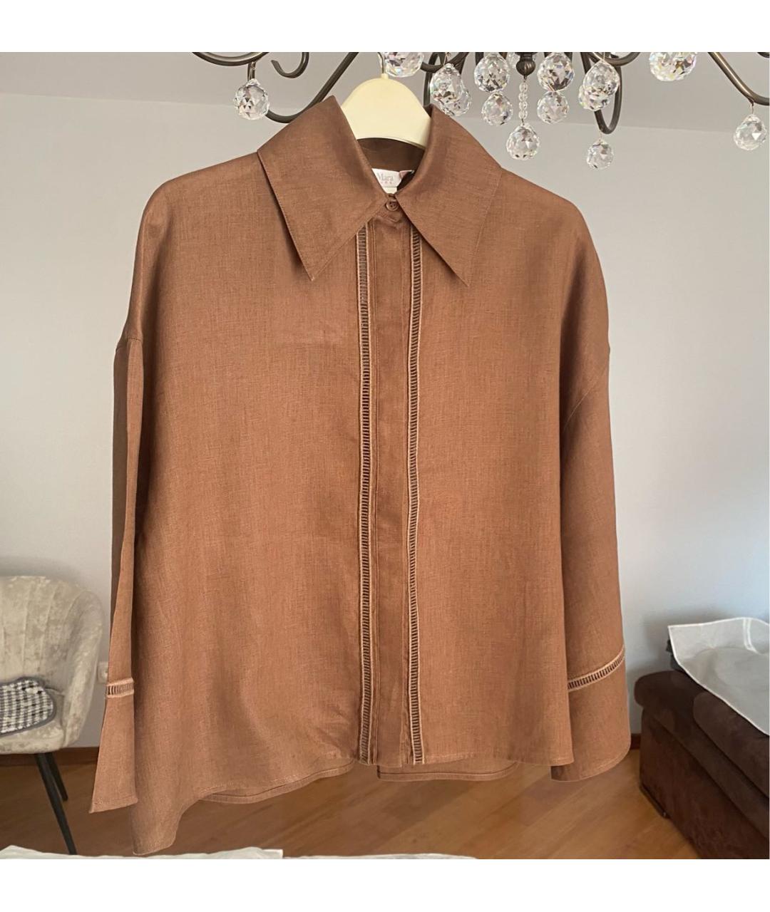 MAX MARA Коричневая льняная блузы, фото 7