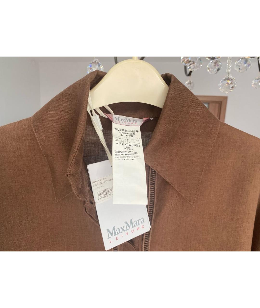 MAX MARA Коричневая льняная блузы, фото 3