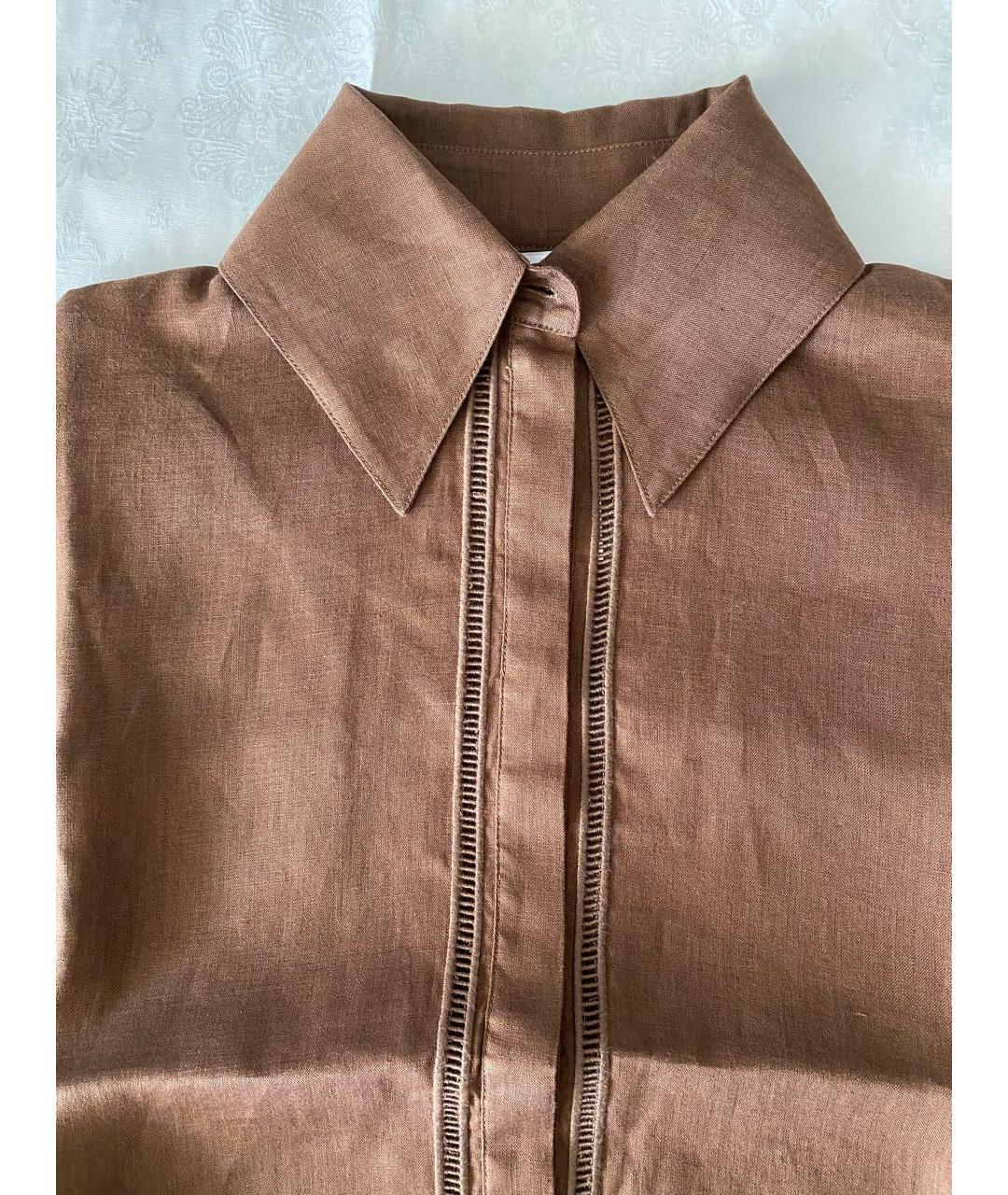 MAX MARA Коричневая льняная блузы, фото 5