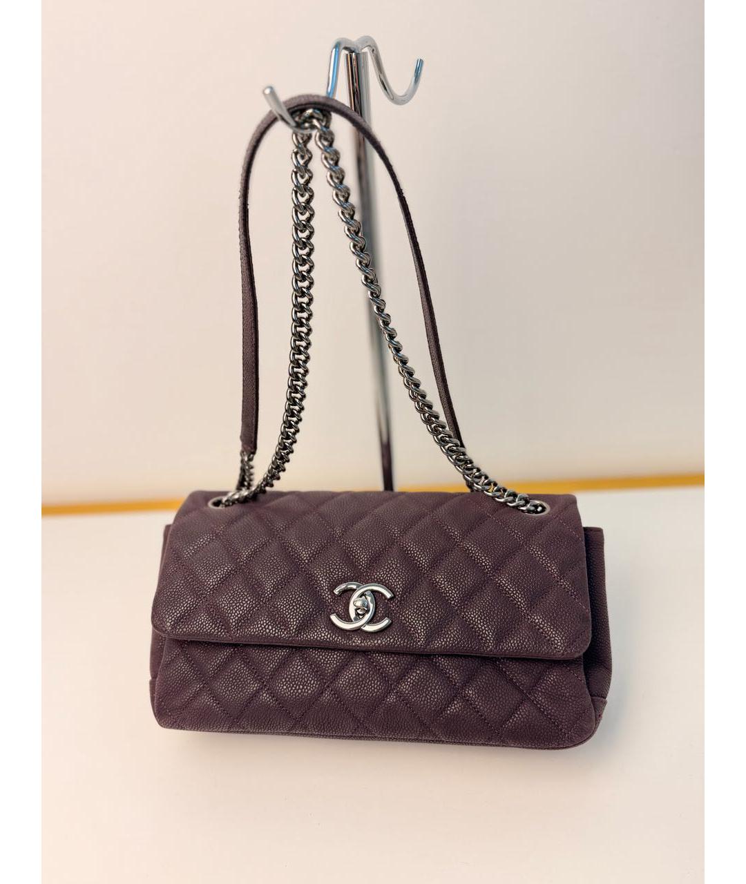 CHANEL Фиолетовая кожаная сумка через плечо, фото 7