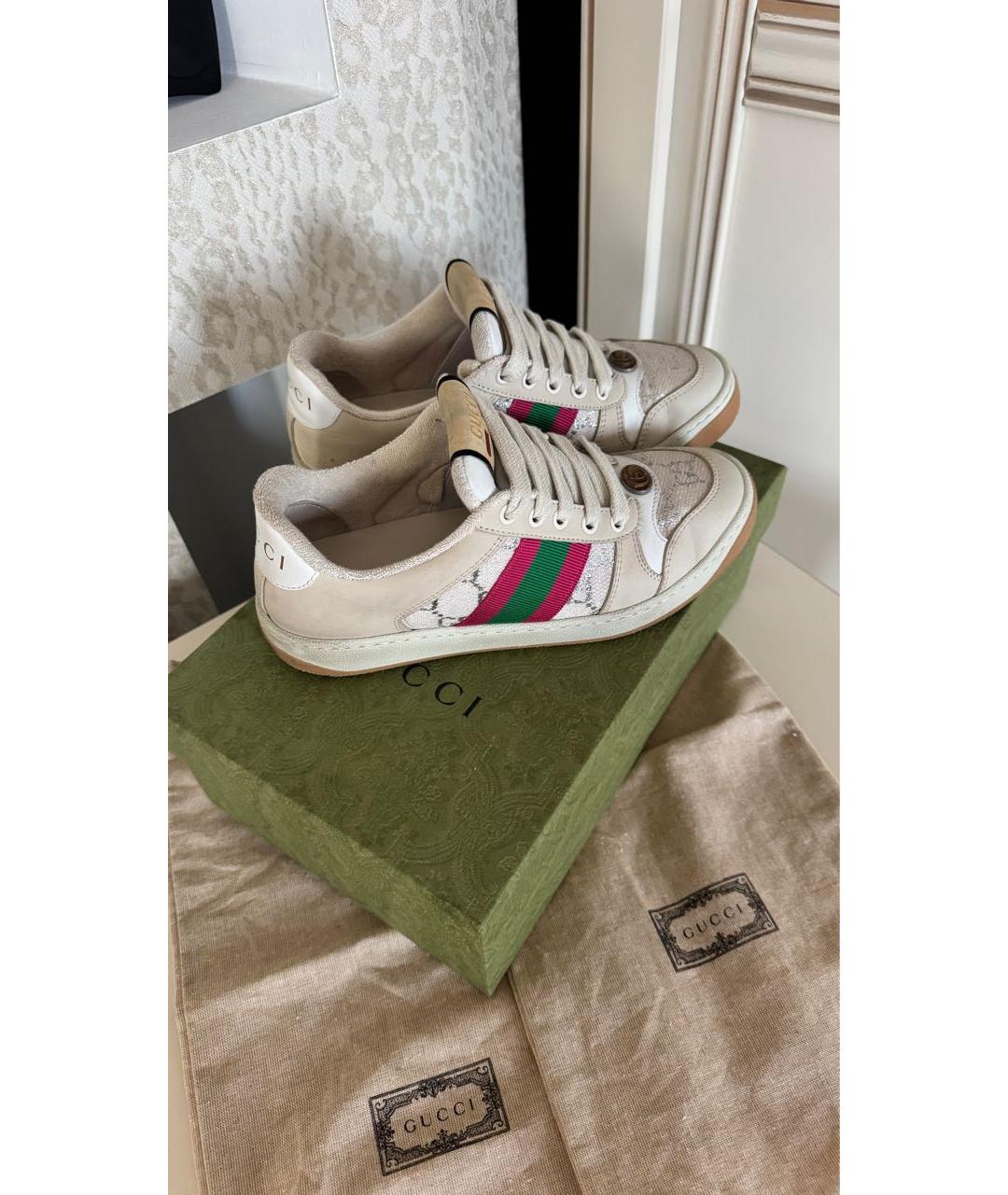 GUCCI Бежевые кожаные кеды, фото 5