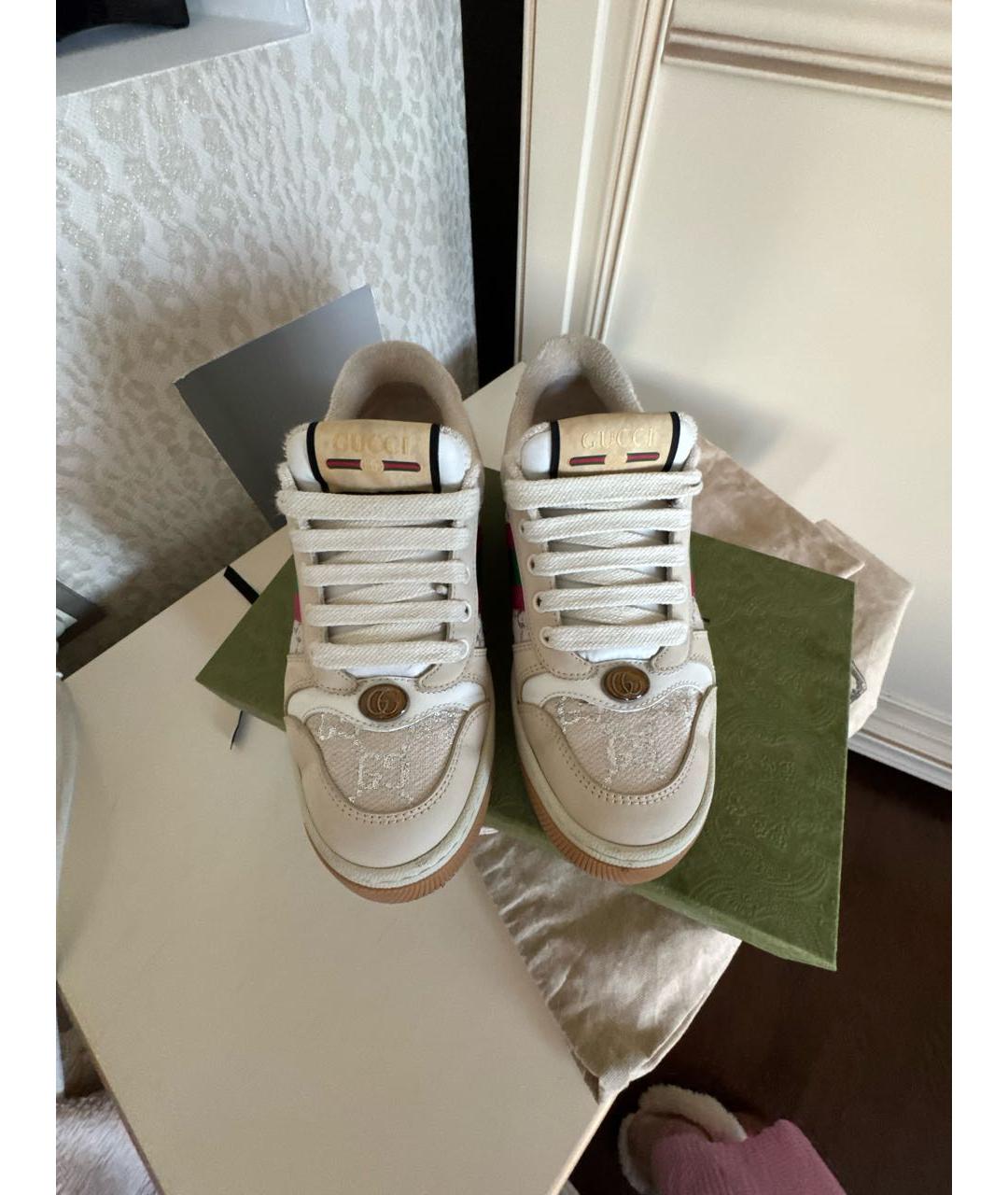 GUCCI Бежевые кожаные кеды, фото 2