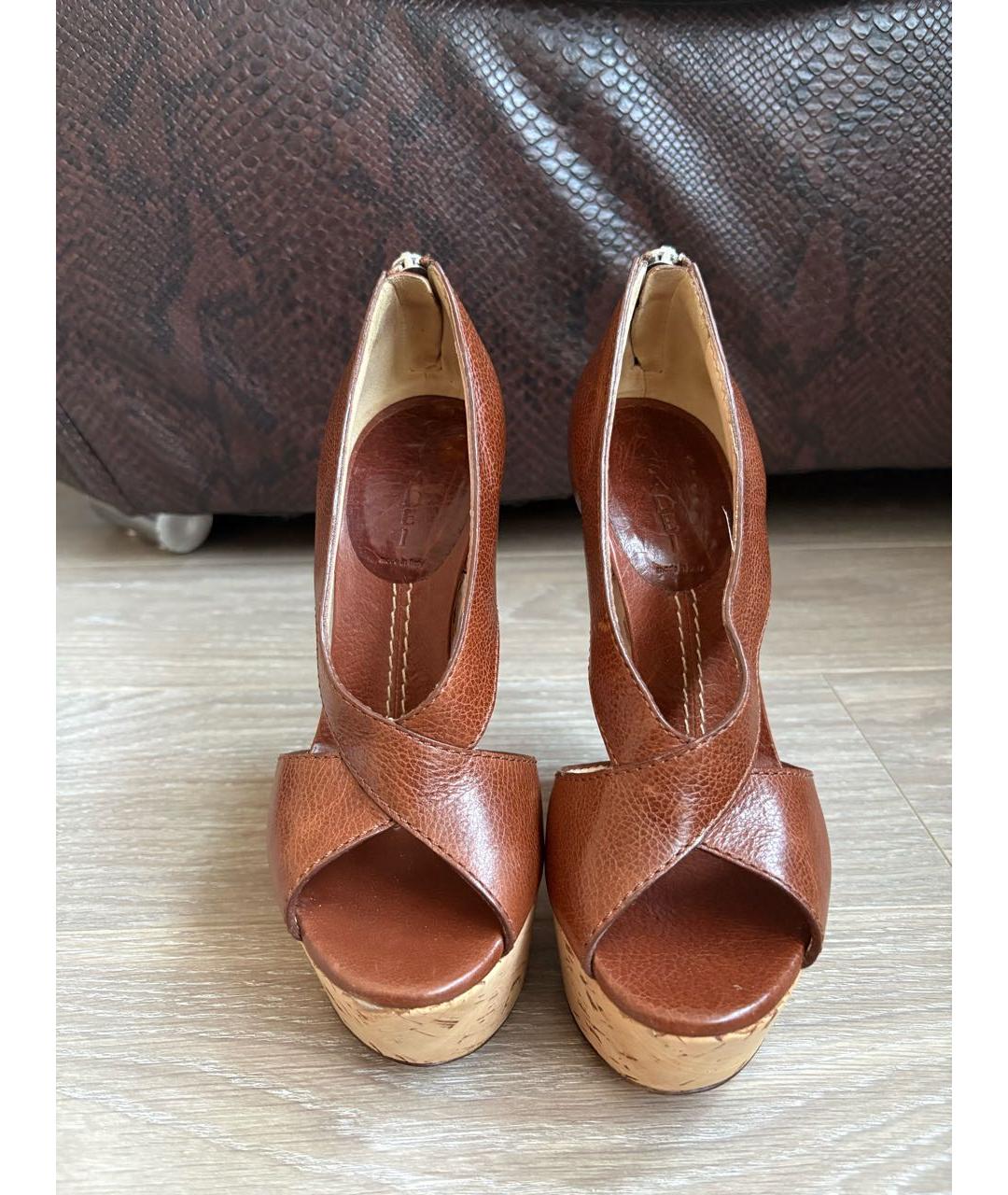 CASADEI Коричневые кожаные босоножки, фото 2