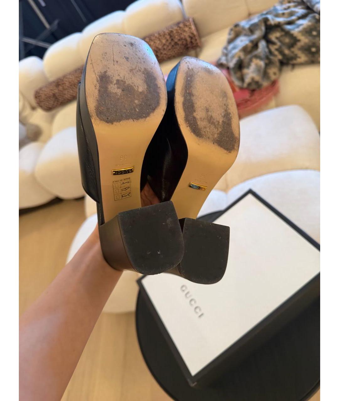 GUCCI Черные кожаные босоножки, фото 6