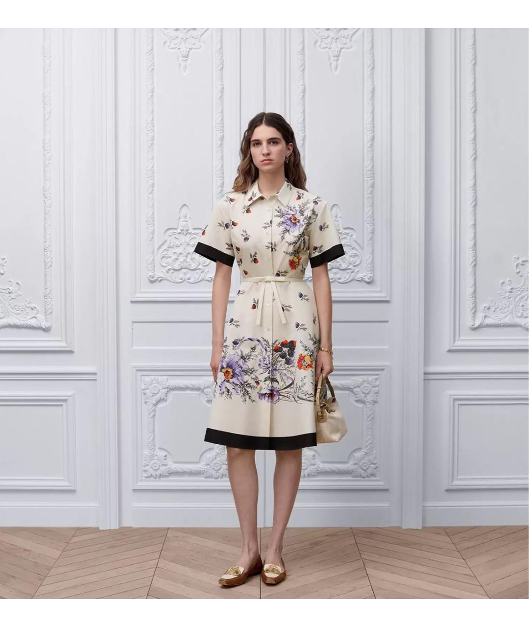 CHRISTIAN DIOR Бежевое хлопковое повседневное платье, фото 2