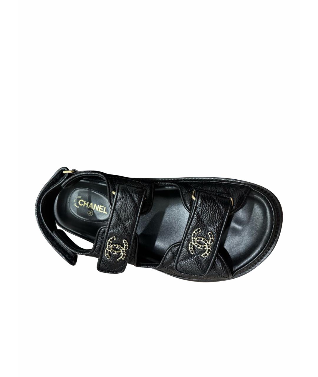 CHANEL Черные кожаные босоножки, фото 1