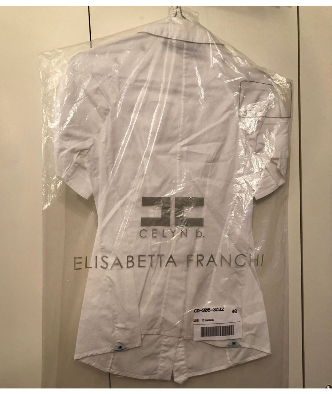 ELISABETTA FRANCHI Белая хлопко-эластановая рубашка, фото 7