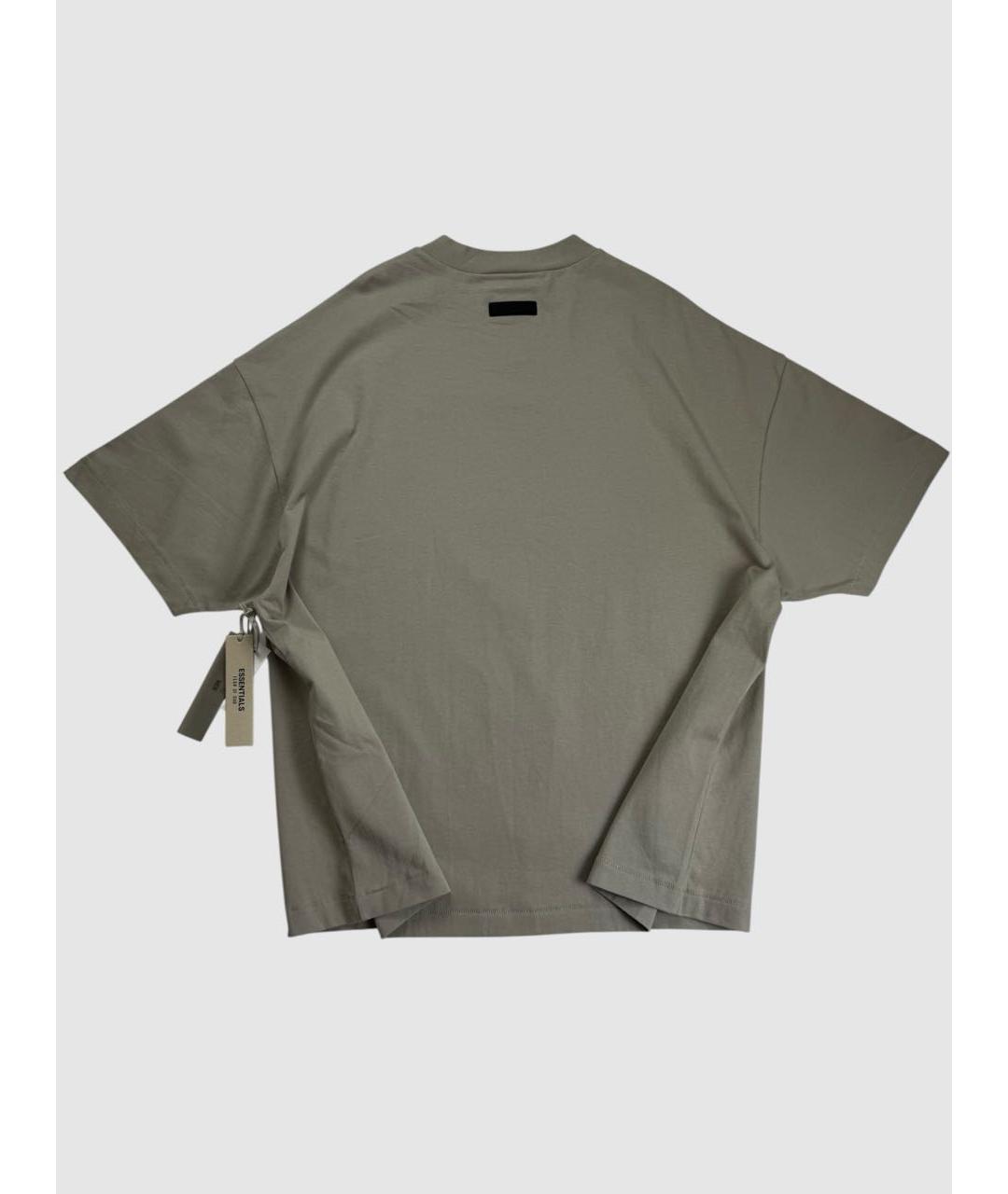 FEAR OF GOD ESSENTIALS Хаки хлопковая футболка, фото 2