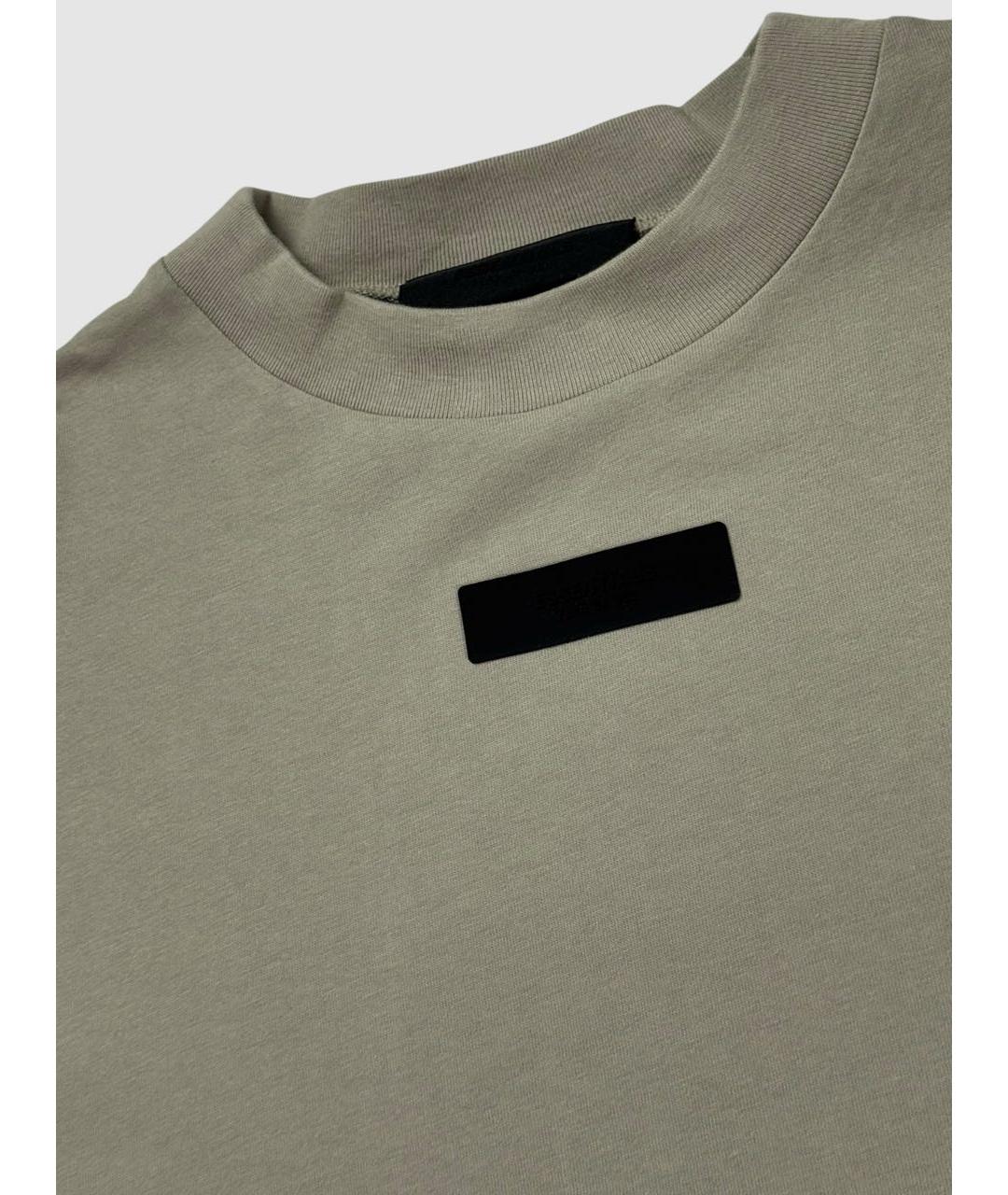 FEAR OF GOD ESSENTIALS Хаки хлопковая футболка, фото 3