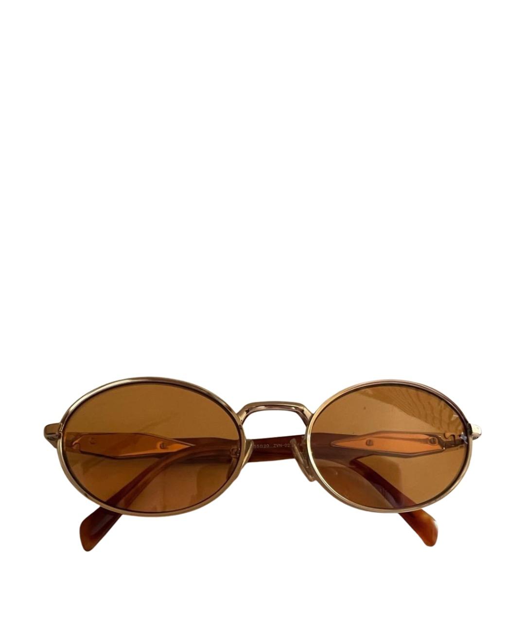 PRADA Золотые металлические солнцезащитные очки, фото 1