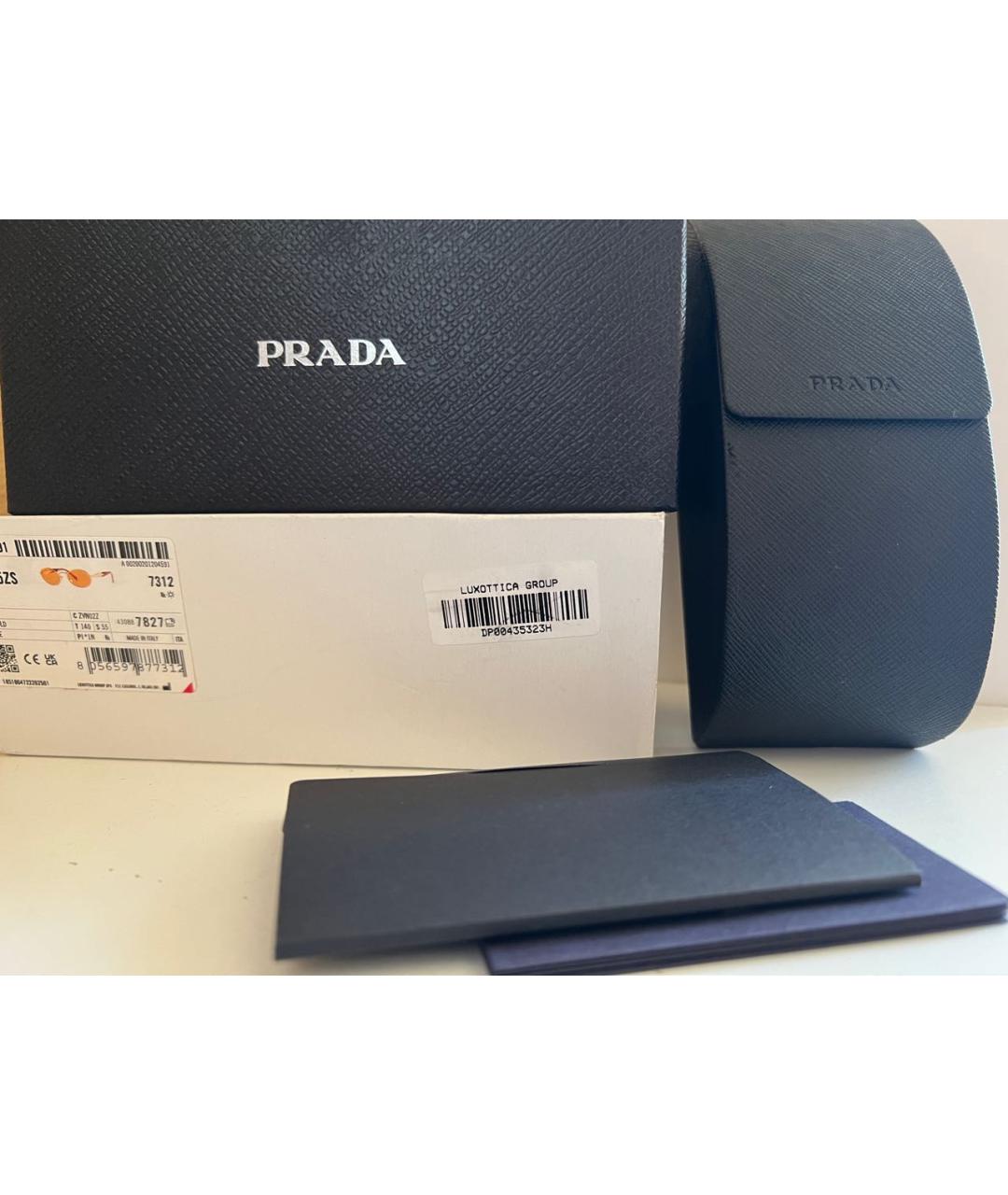 PRADA Золотые металлические солнцезащитные очки, фото 4