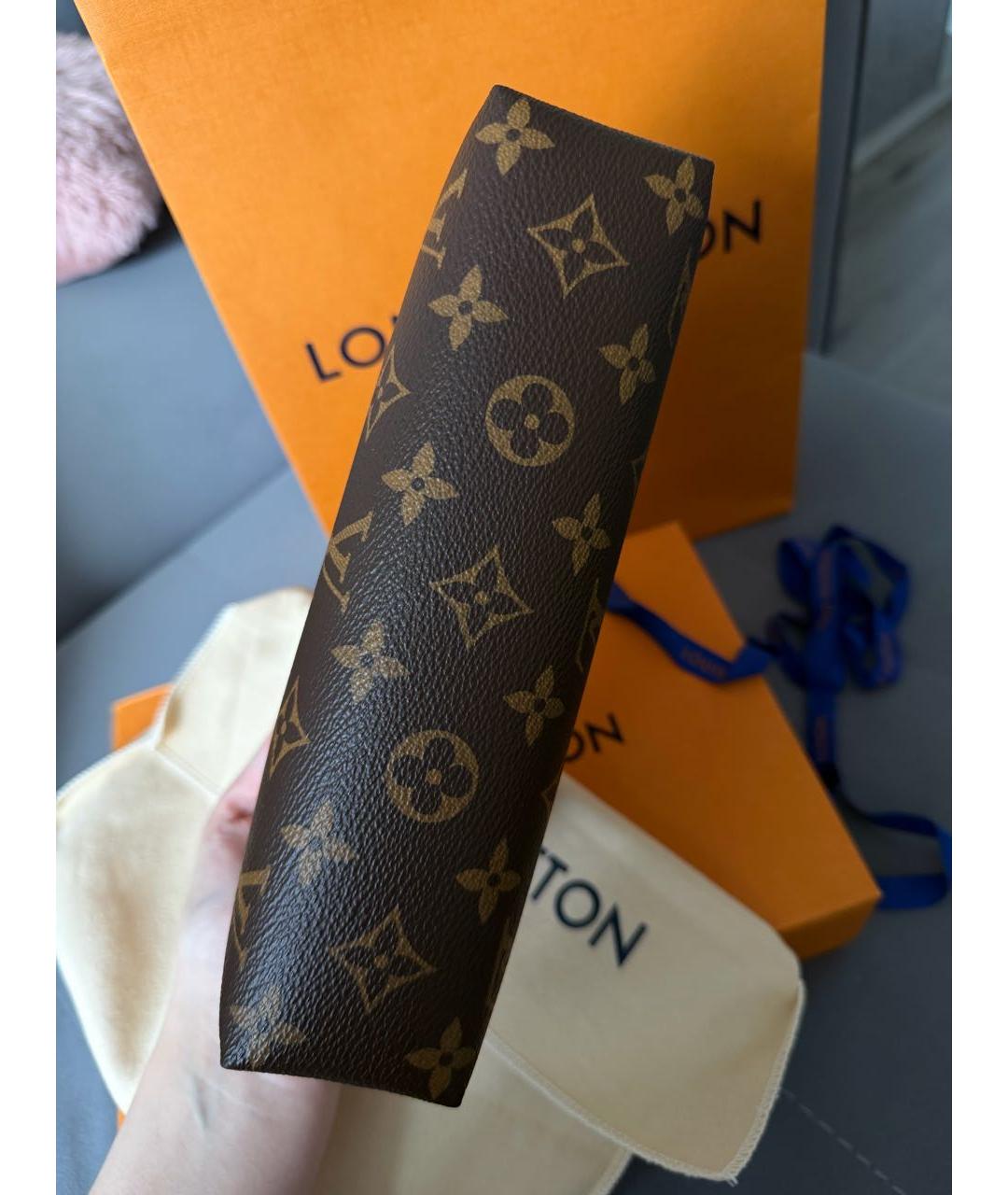LOUIS VUITTON Коричневая кожаная косметичка, фото 4