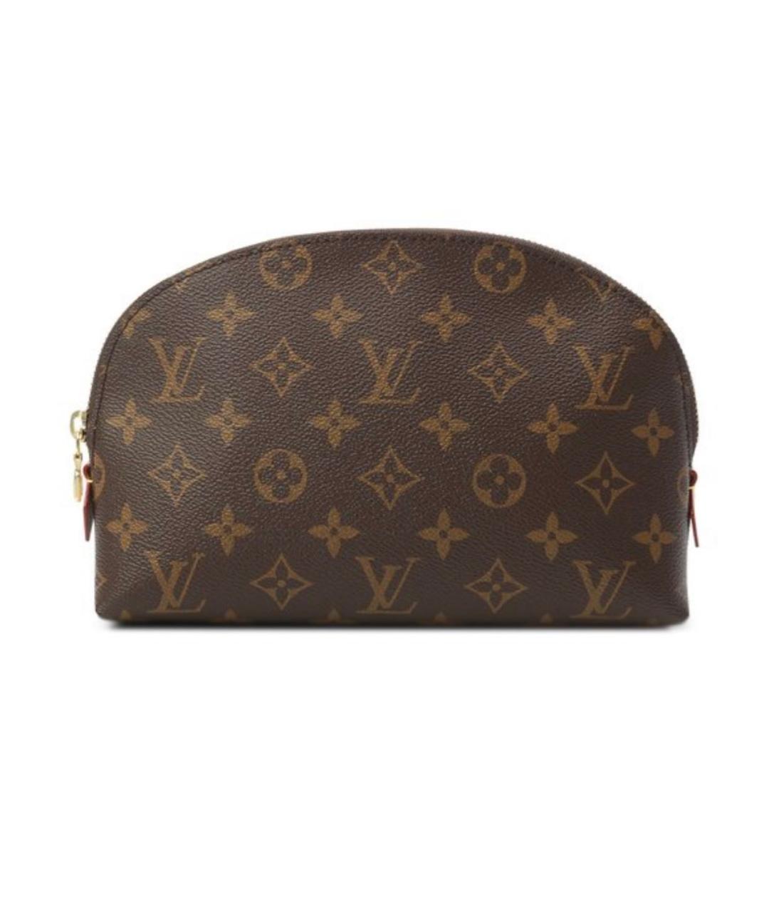 LOUIS VUITTON Коричневая кожаная косметичка, фото 3
