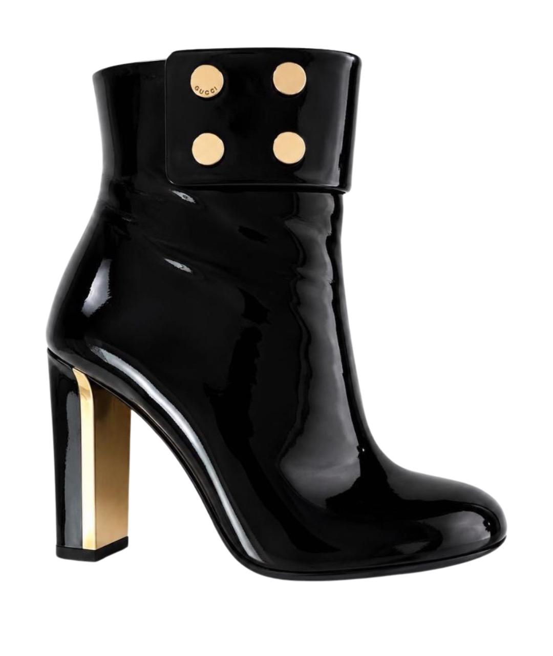 GUCCI Черные ботильоны из лакированной кожи, фото 1