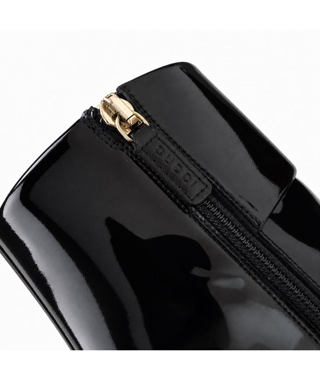 GUCCI Черные ботильоны из лакированной кожи, фото 6