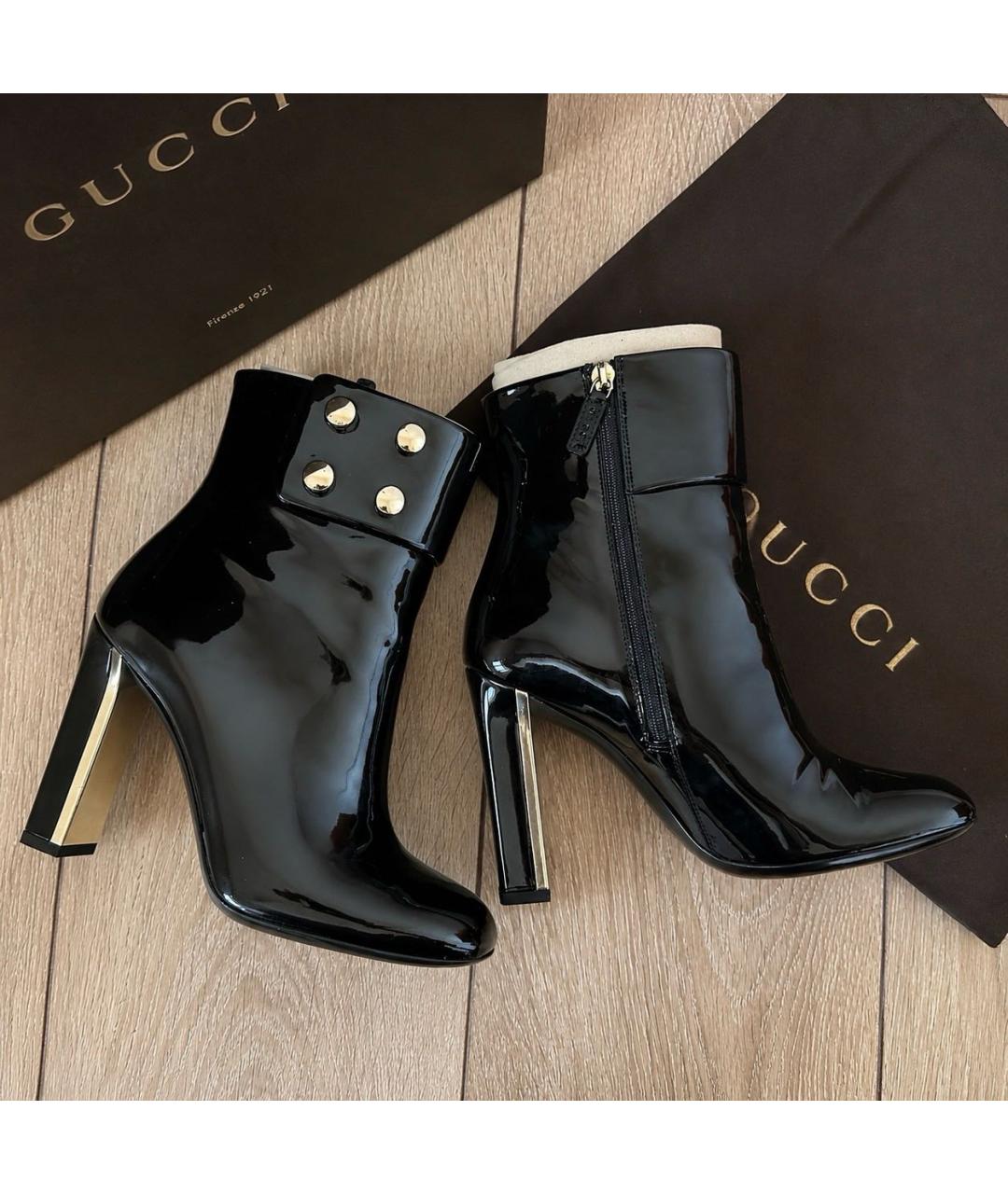 GUCCI Черные ботильоны из лакированной кожи, фото 8