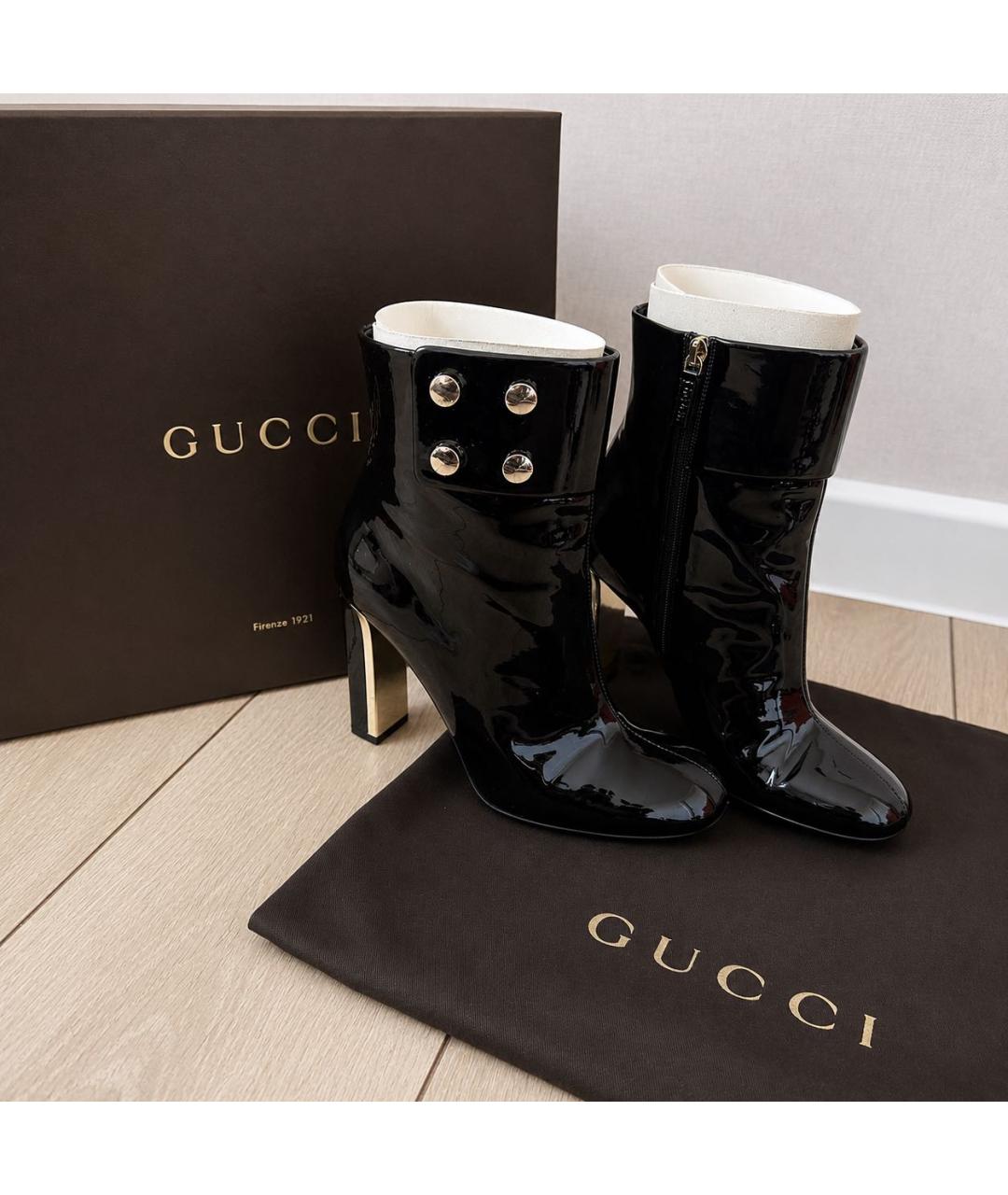 GUCCI Черные ботильоны из лакированной кожи, фото 7