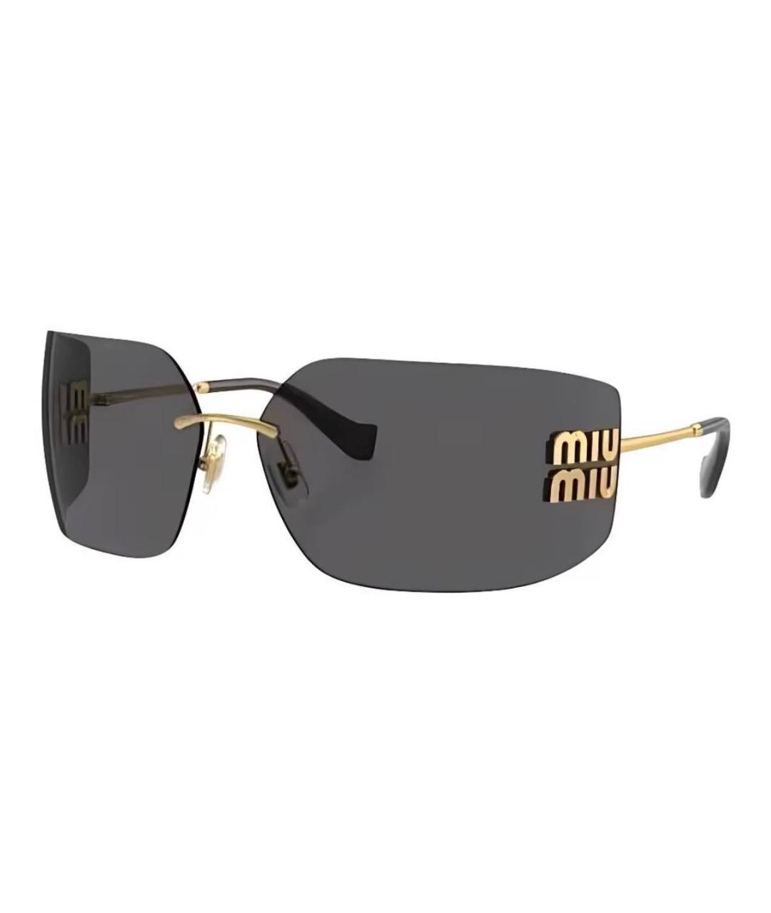 MIU MIU Золотые металлические солнцезащитные очки, фото 4
