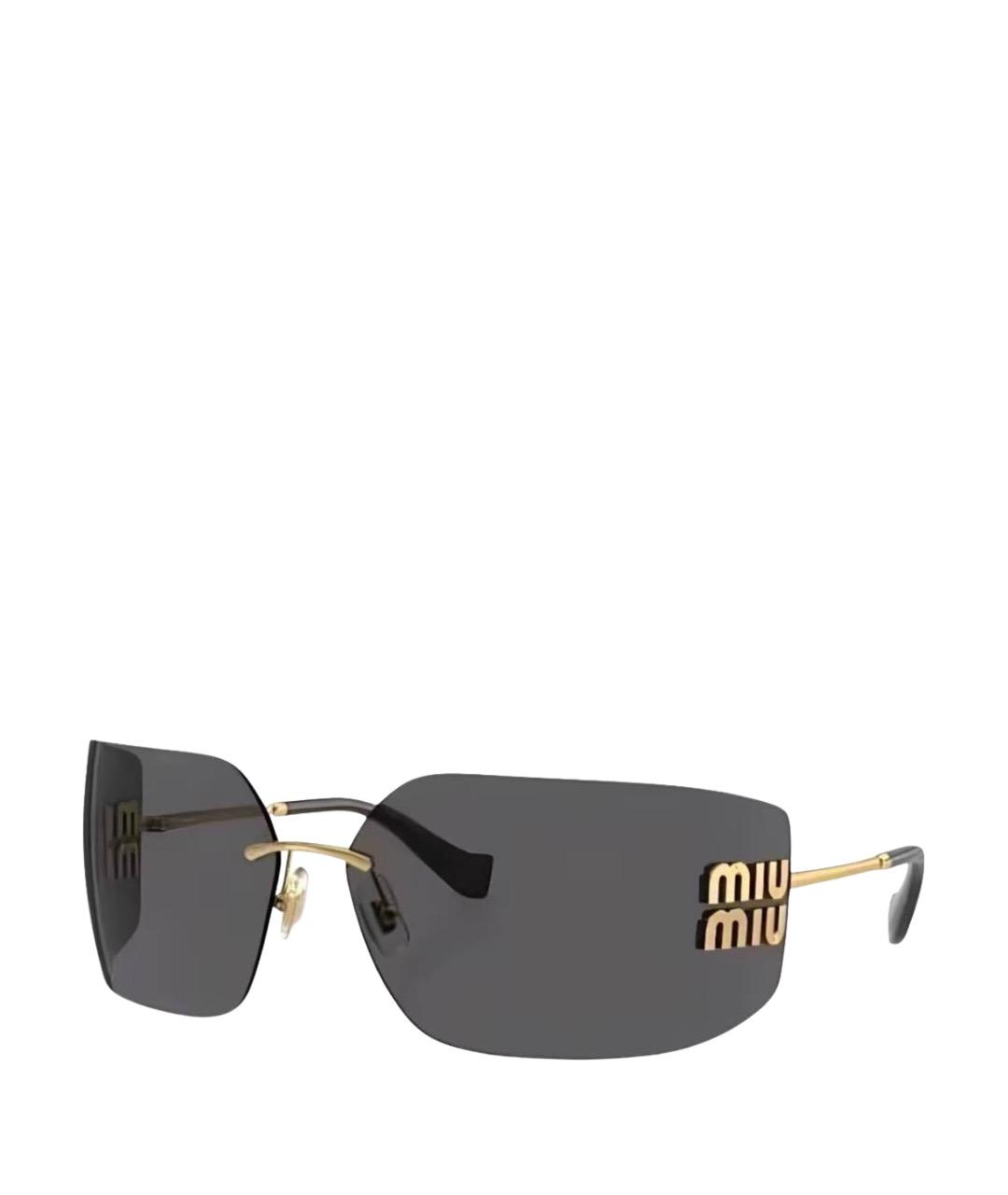 MIU MIU Золотые металлические солнцезащитные очки, фото 1