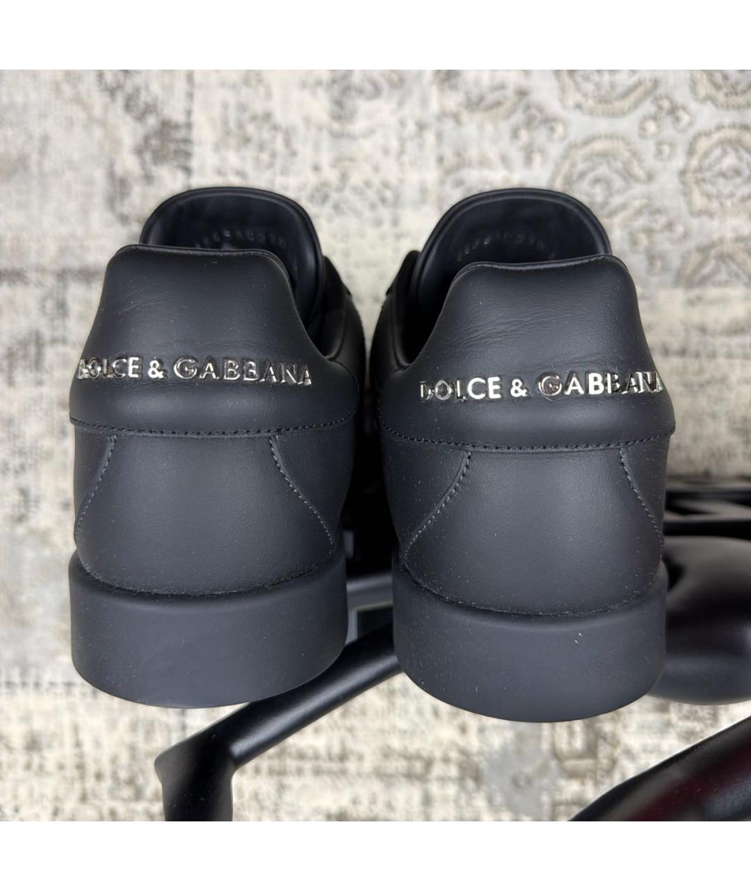 DOLCE&GABBANA Черные кожаные низкие кроссовки / кеды, фото 4