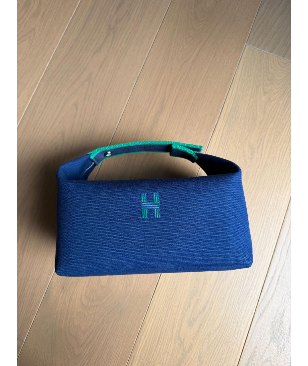 HERMES Синяя хлопковая косметичка, фото 8