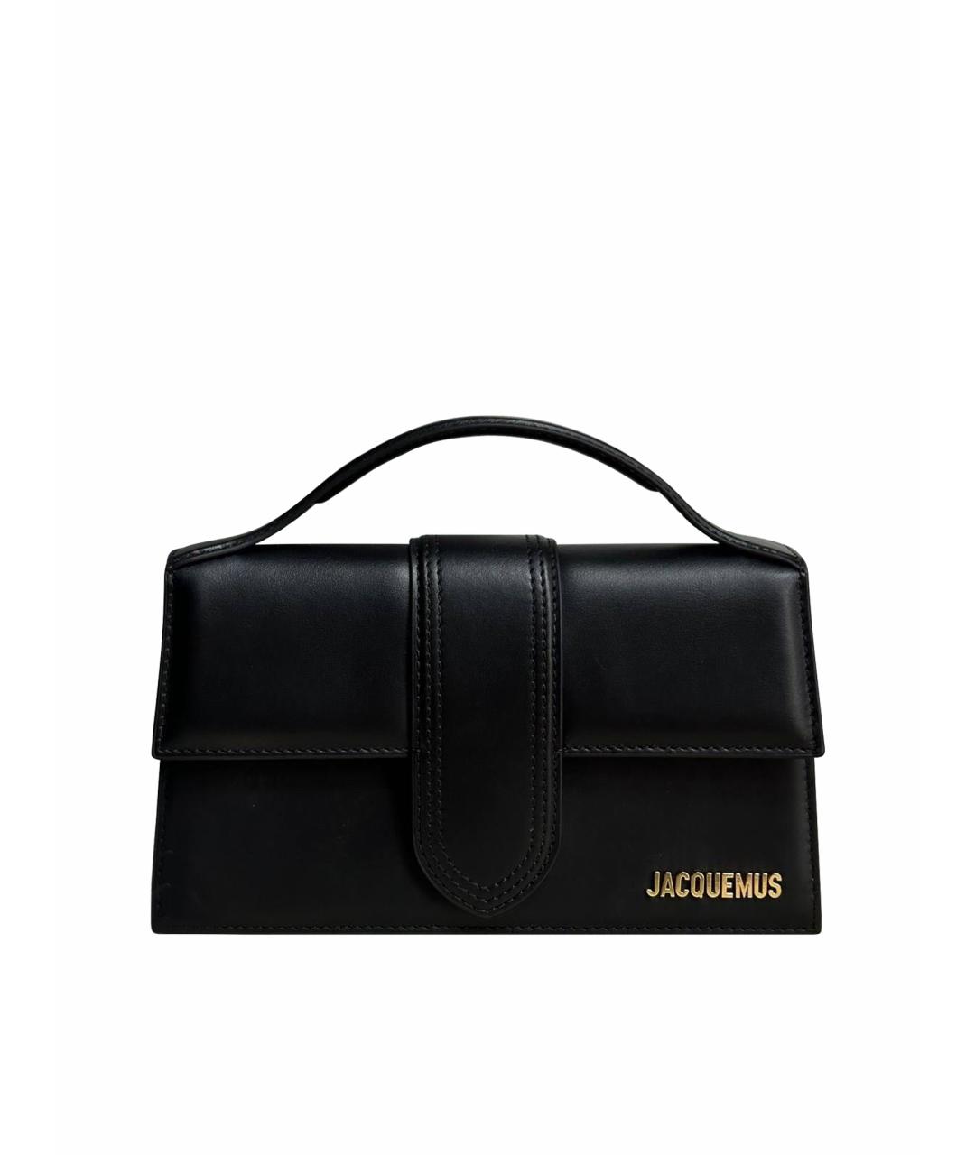 JACQUEMUS Черная кожаная сумка с короткими ручками, фото 1