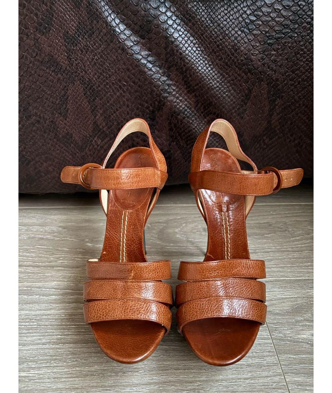 CASADEI Коричневые кожаные босоножки, фото 2