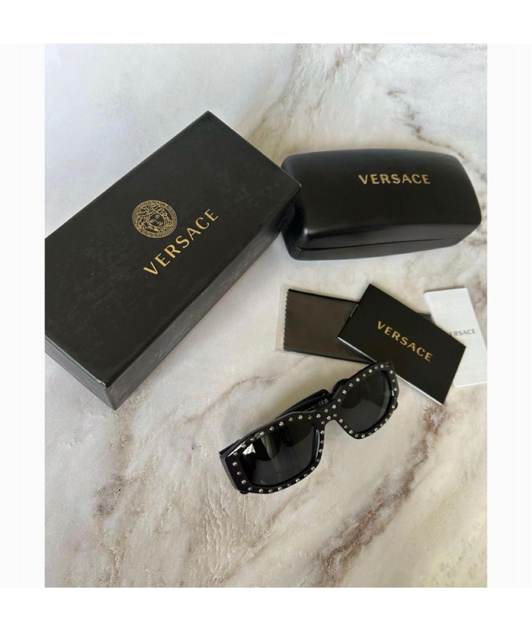 VERSACE Черные пластиковые солнцезащитные очки, фото 7