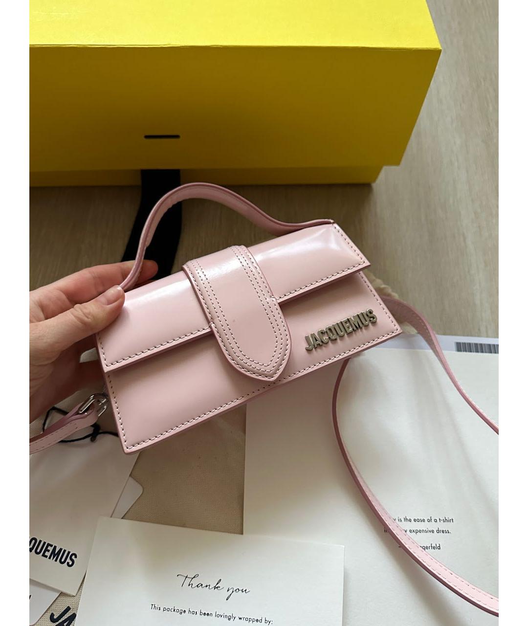 JACQUEMUS Розовая сумка с короткими ручками из лакированной кожи, фото 9