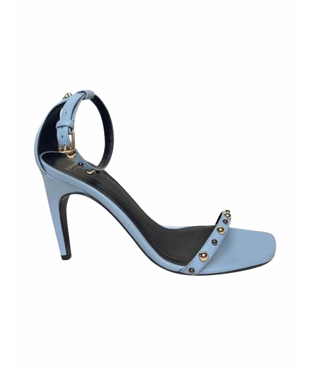 VERSACE Голубые кожаные босоножки, фото 1