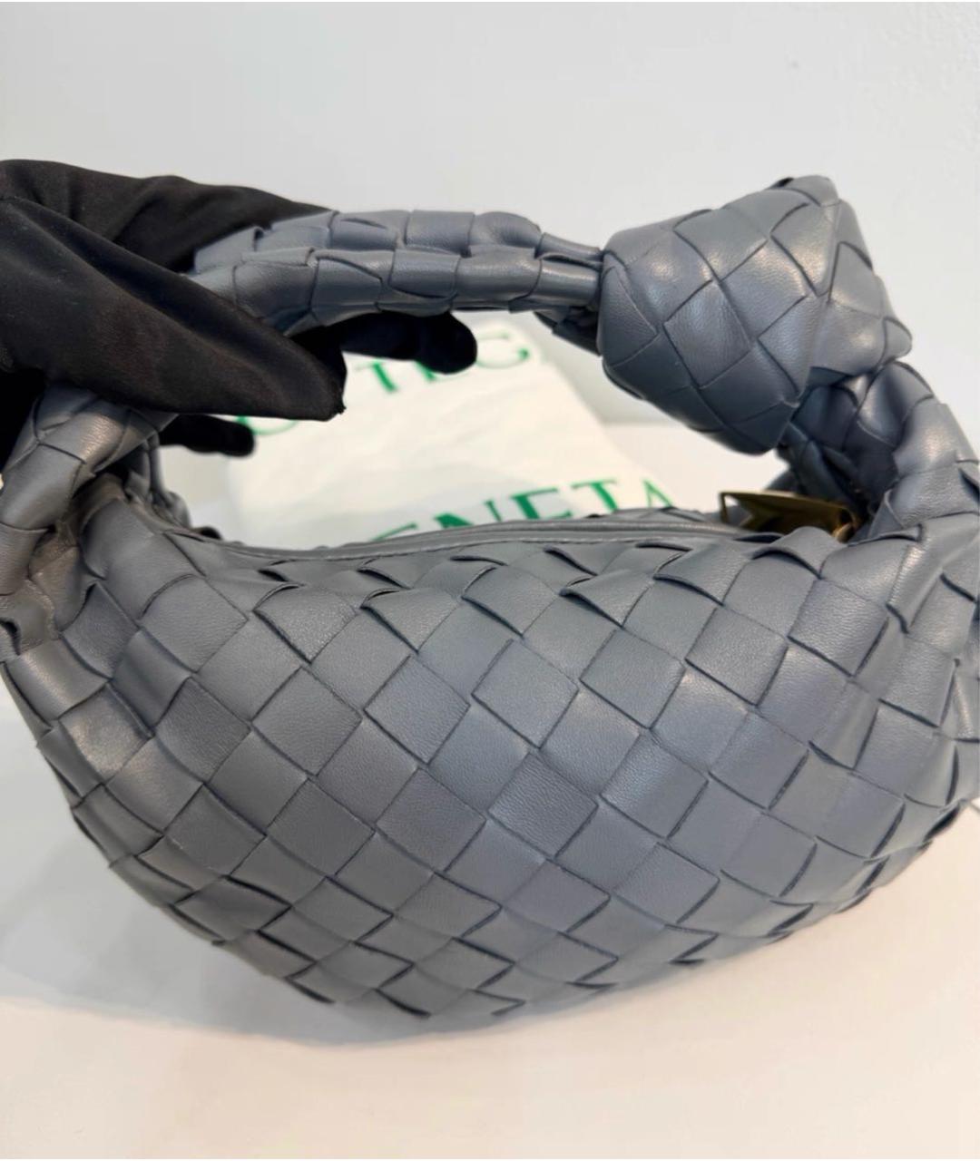 BOTTEGA VENETA Темно-синяя кожаная сумка с короткими ручками, фото 2
