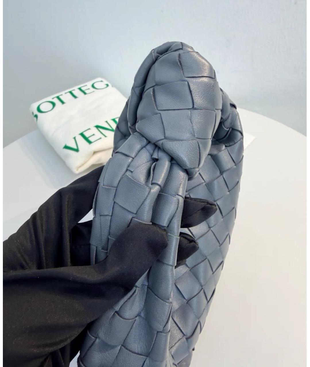 BOTTEGA VENETA Темно-синяя кожаная сумка с короткими ручками, фото 3