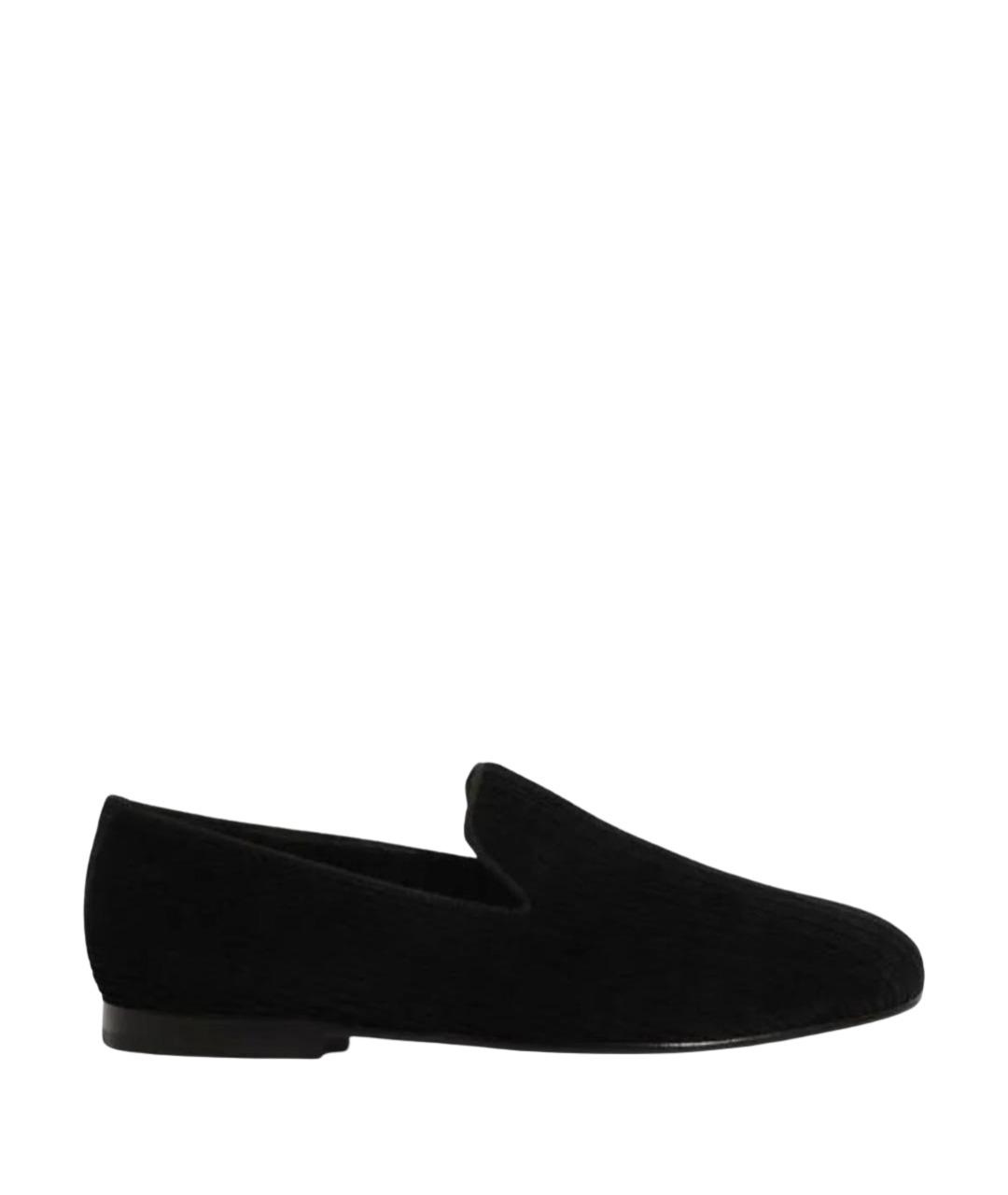 DOLCE&GABBANA Черные бархатные лоферы, фото 1