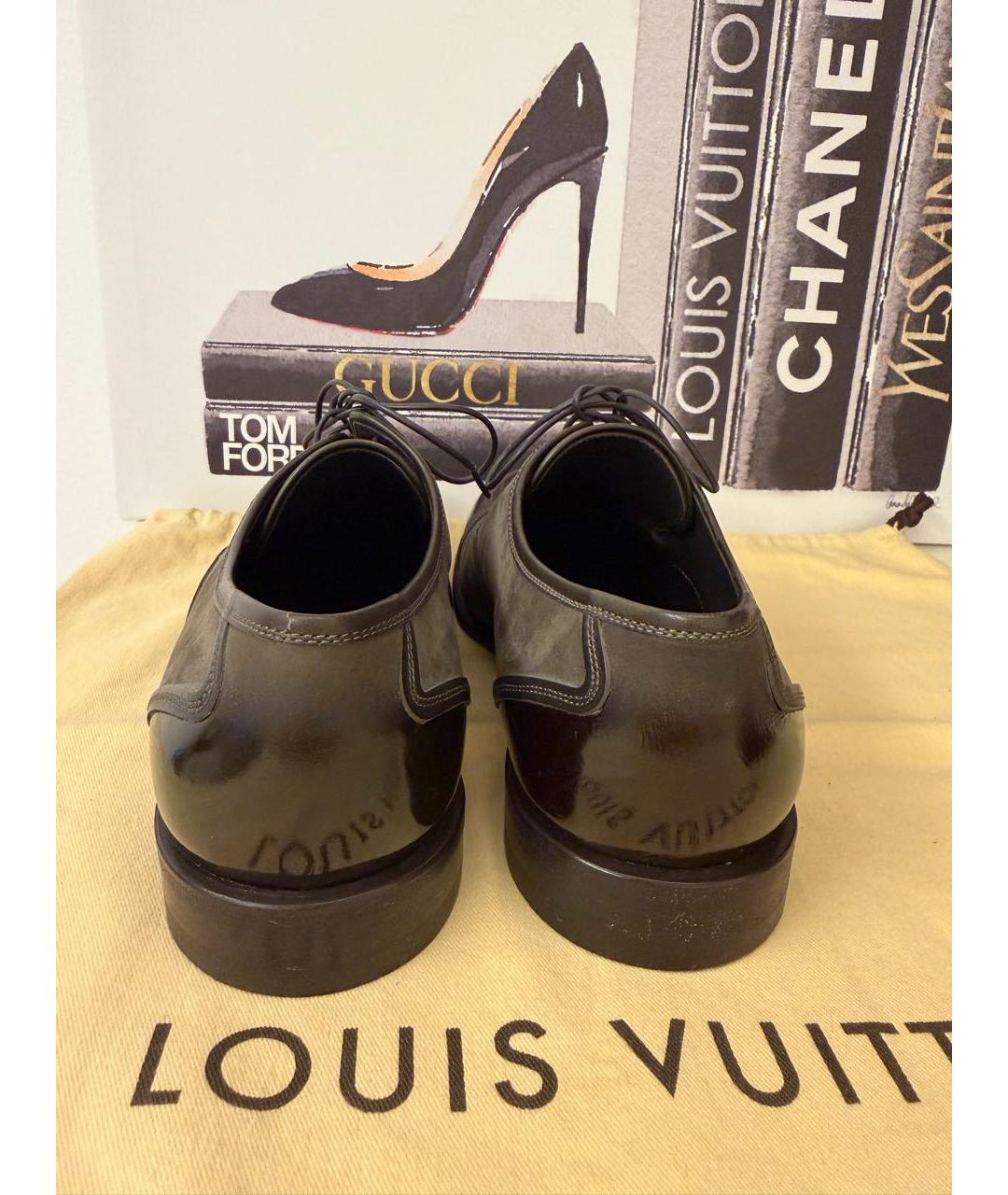 LOUIS VUITTON Хаки кожаные туфли, фото 4