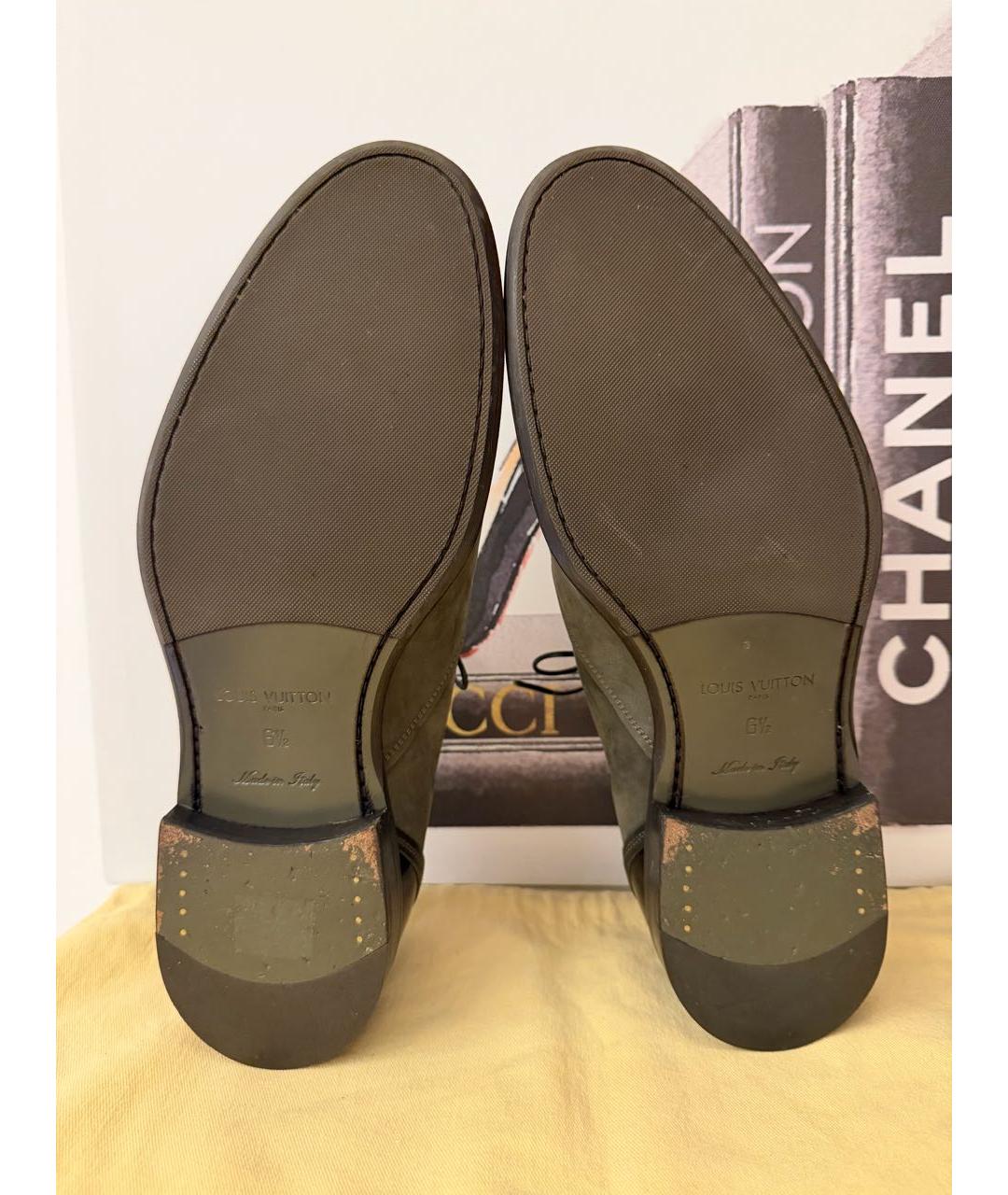 LOUIS VUITTON Хаки кожаные туфли, фото 5