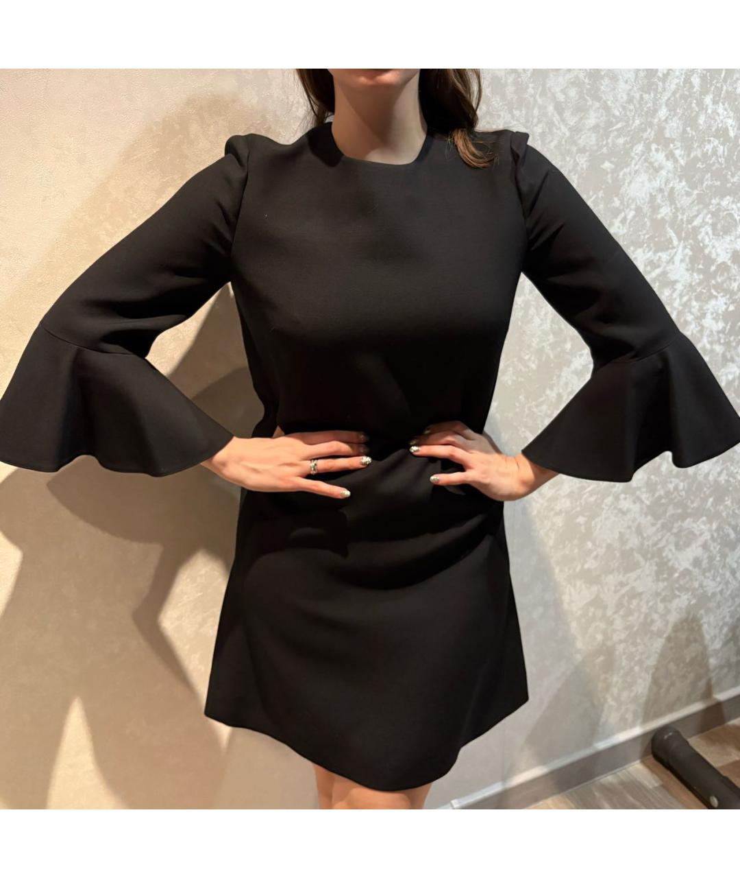 VALENTINO Черное шерстяное повседневное платье, фото 5