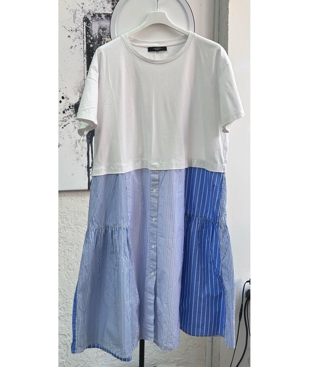 WEEKEND MAX MARA Голубое хлопковое повседневное платье, фото 8