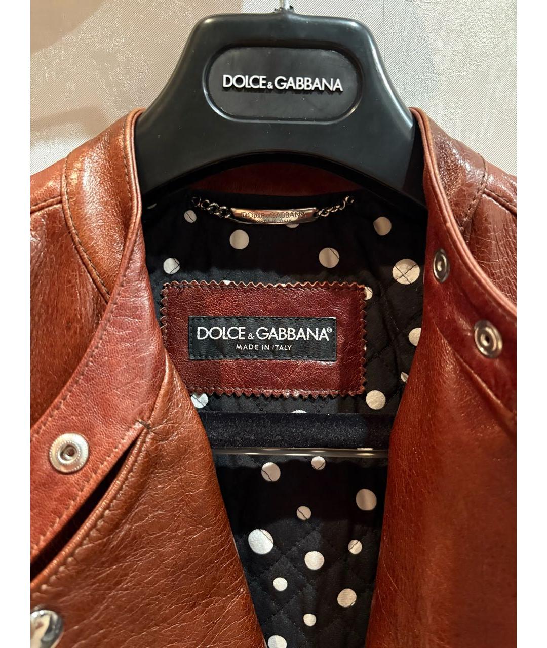 DOLCE&GABBANA Коричневая кожаная куртка, фото 3