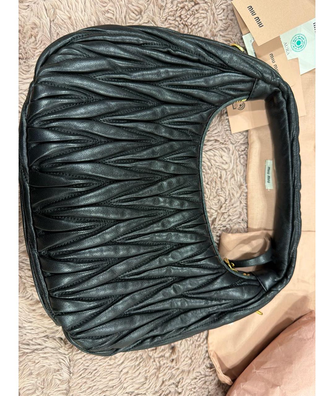 MIU MIU Черная кожаная сумка с короткими ручками, фото 6