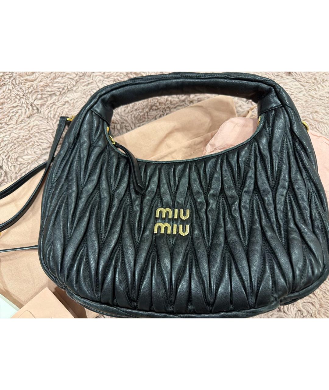 MIU MIU Черная кожаная сумка с короткими ручками, фото 2