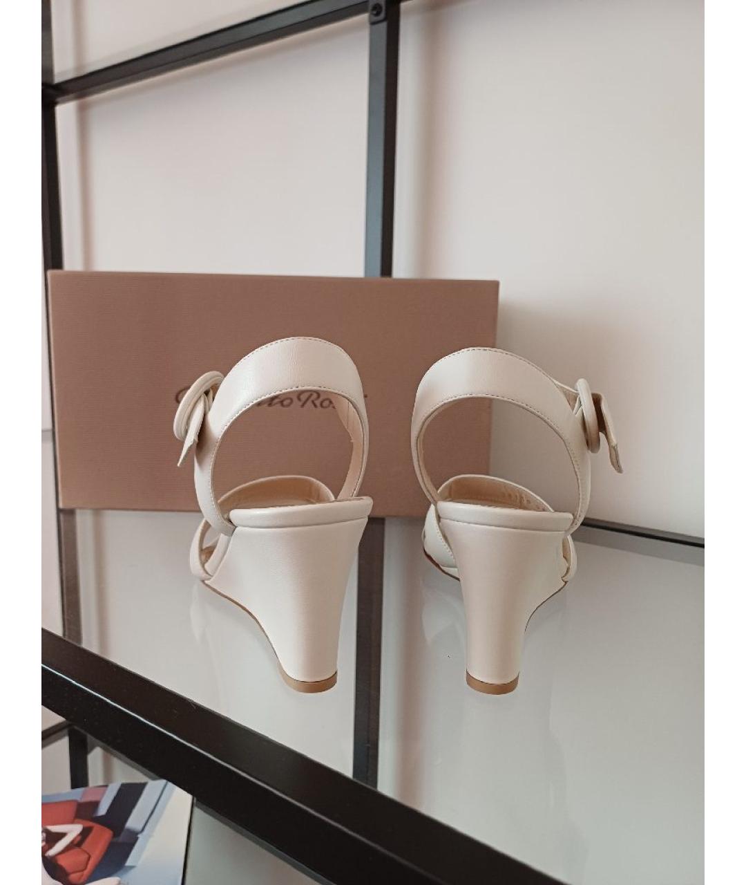 GIANVITO ROSSI Белые кожаные босоножки, фото 8