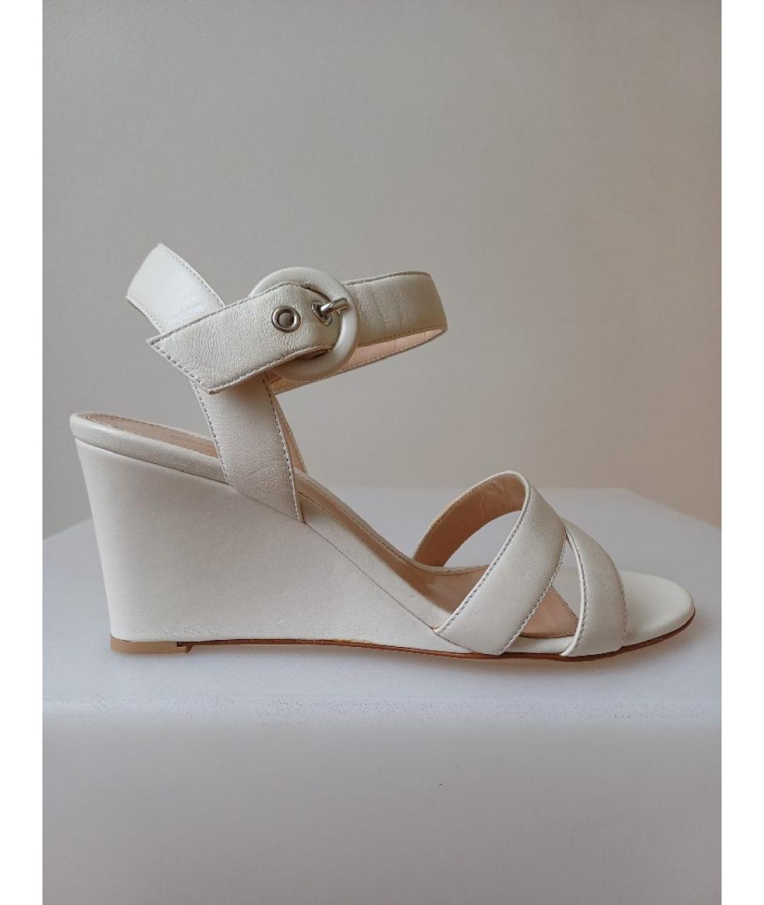GIANVITO ROSSI Белые кожаные босоножки, фото 10