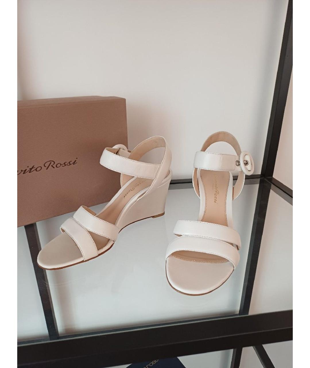 GIANVITO ROSSI Белые кожаные босоножки, фото 6