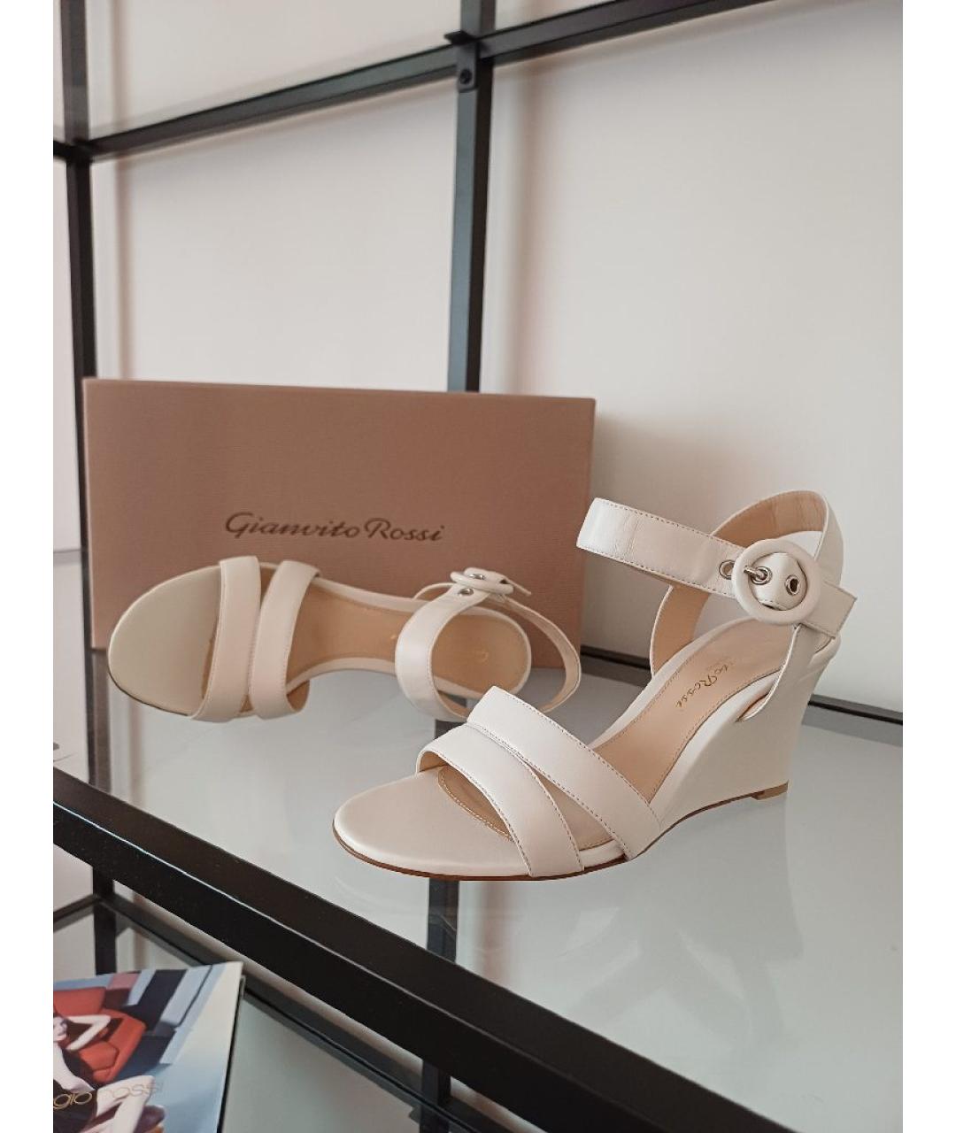 GIANVITO ROSSI Белые кожаные босоножки, фото 4