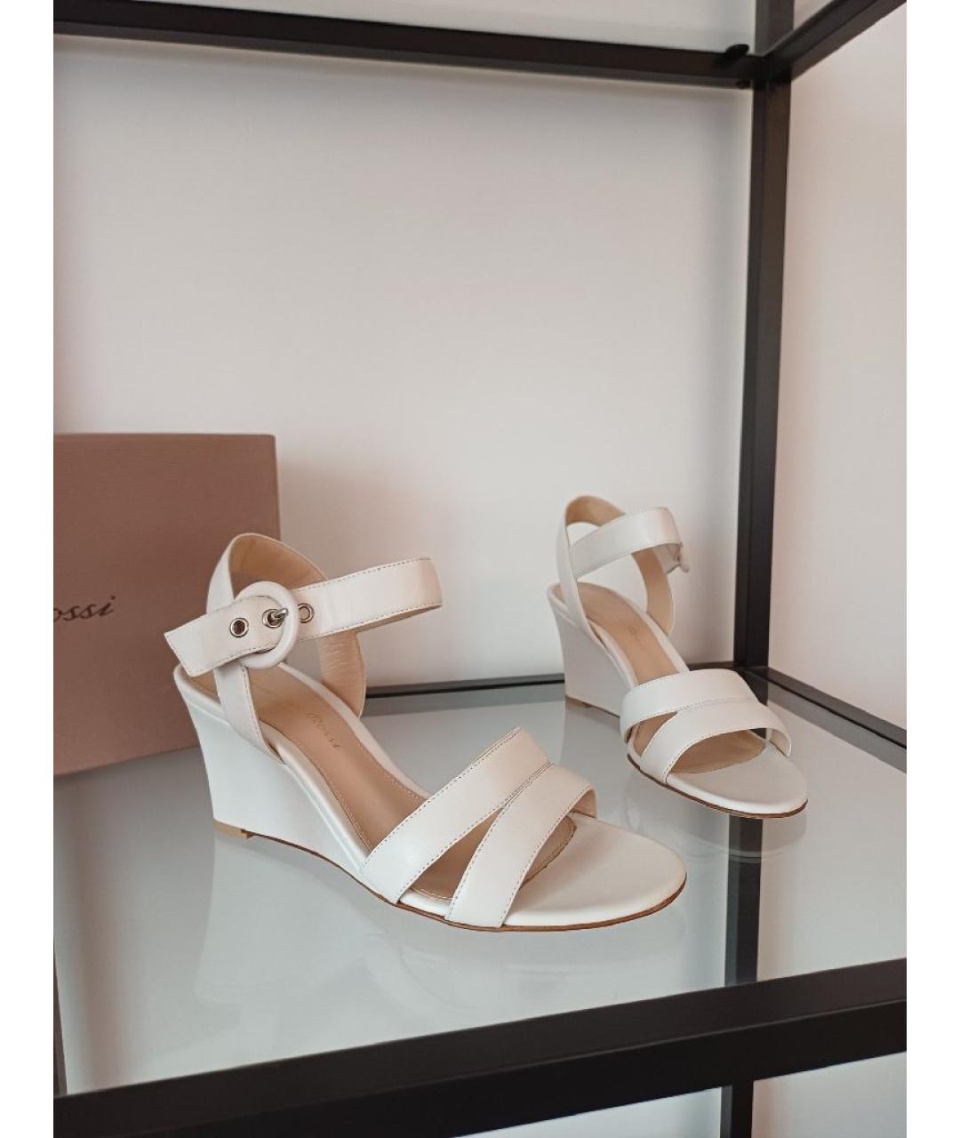 GIANVITO ROSSI Белые кожаные босоножки, фото 7