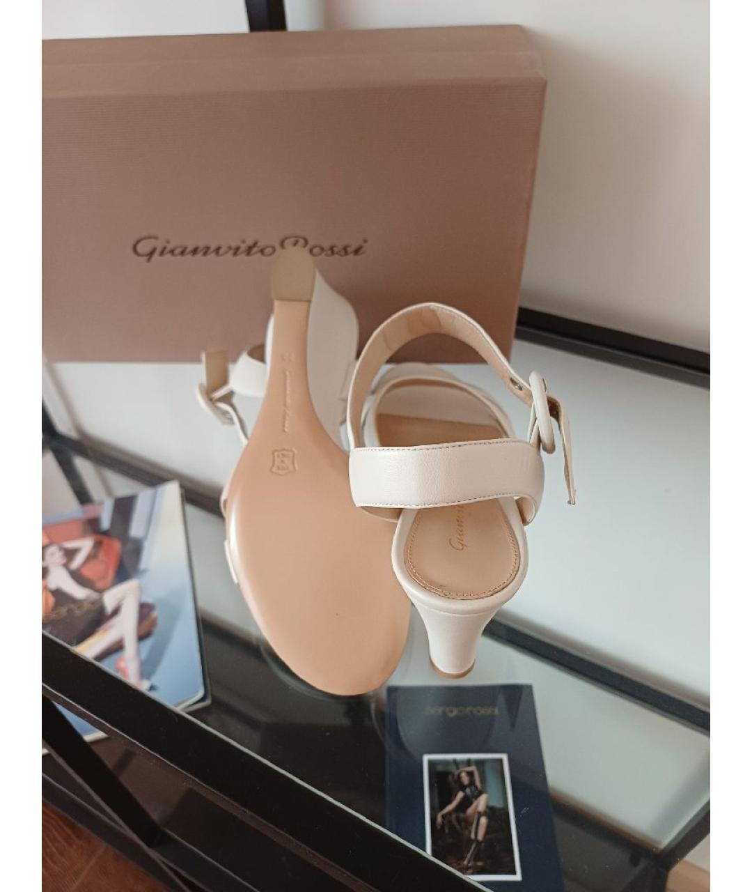 GIANVITO ROSSI Белые кожаные босоножки, фото 9