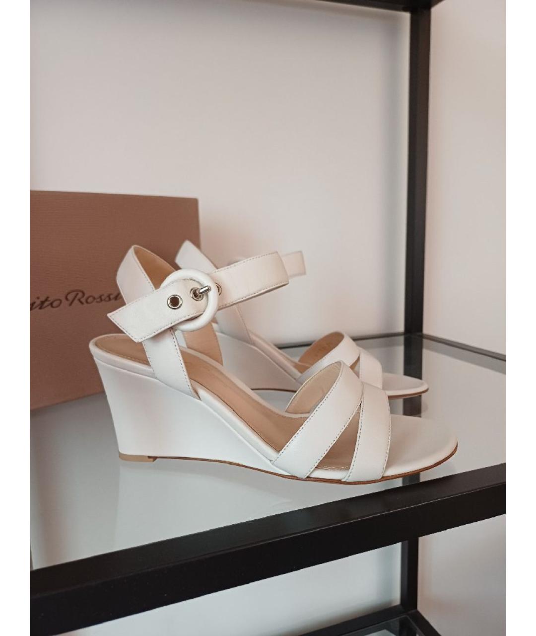 GIANVITO ROSSI Белые кожаные босоножки, фото 2