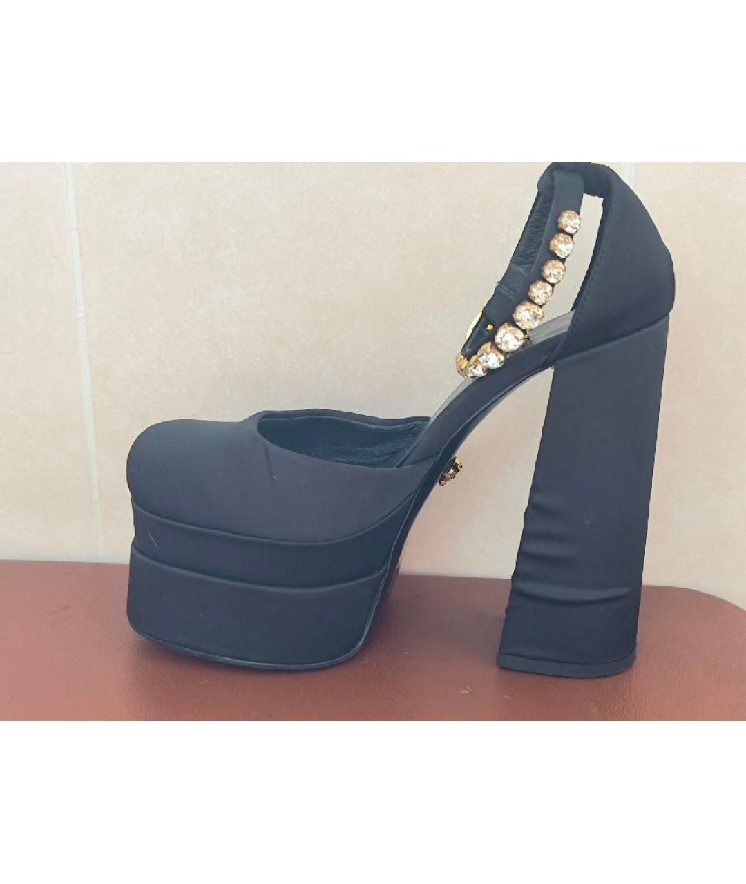 VERSACE Черные текстильные туфли, фото 8